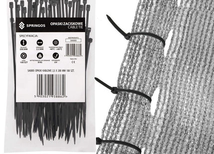 Kabelbinders | Tie Wraps | Tyraps | Tie Rips | 200 x 2.5 mm | 100 Stuks | Zwart