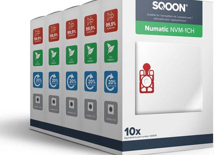 SQOON® Stofzuigerzakken - Geschikt voor Numatic Henry, Hetty, James & PPR-240 | Voordeelset 50 Stuks | NVM 1CH | Model 604015