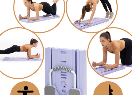 Pilates Reformer - Pilates Board - Buikspiertrainer - Fitnesstrainer - Multifunctioneel - Opvouwbaar - Paars - 150 Kg