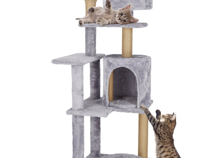 Krabpaal - 5 Etages - Voor Katten - Toren - Meubelbescherming - 45 x 45 x 127 cm - Grijs