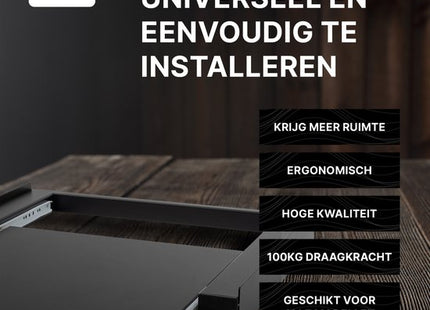 Muntel® Tussenstuk Wasmachine Droger - Stapelkit Wasmachine Droger - Universeel - Uitschuifbare werkblad - Zwart