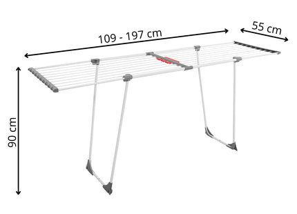 Droogrek - Wasrek - Droogtoren - 2 - Delig - Inklapbaar - Draaibaar - Grijs - Staal - Kunststof - 197 x 55 x 90 Cm