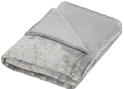Plaid | Sprei | Deken | 220 x 200 cm | Pluche | Grijs/ Goud