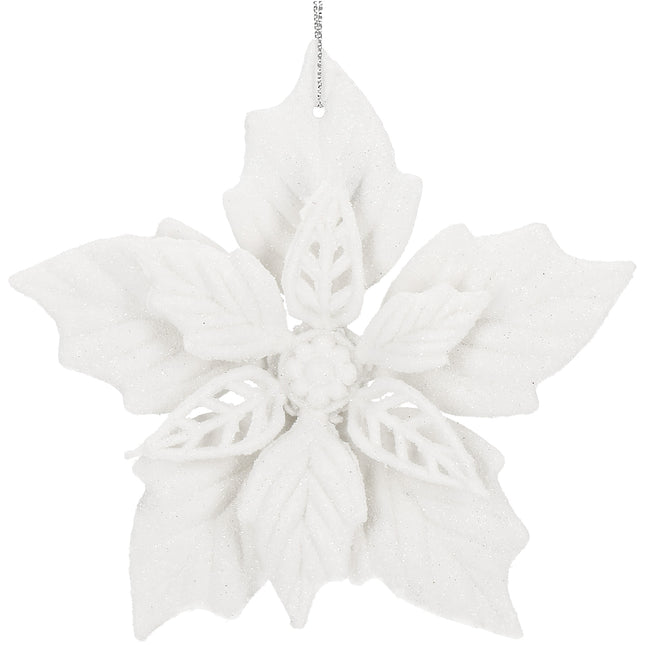 Kerstboomhanger | Ster van Bethlehem | Wit Glitter | 12 Cm