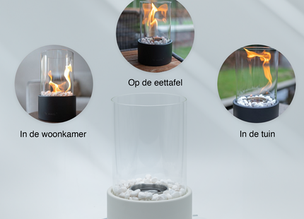 Bio Ethanol Sfeerhaard | Tafelhaard | Binnen & Buiten | Rond | Wit | ⌀ 15 CM