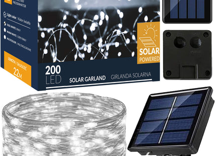 Kerstboomverlichting | met 200 LED Lampjes | 22 M | Koel Wit | Zonne-energie