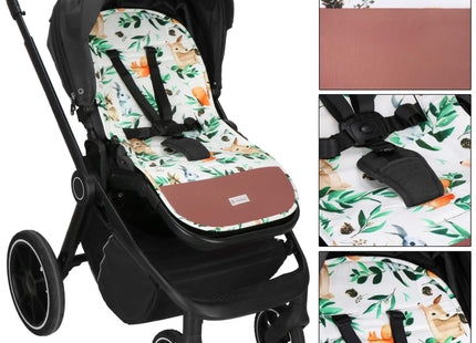 Inlegkussen - Kinderwagenmatras - Kinderwagen Accessoires - Katoen - Polyester - Dieren - Bladeren - Veelkleurig - 37 x 78 cm