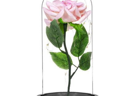 Roos | Valentijn | Rozen | LED | 22 cm | Roze/Groen/Zwart | Warm wit