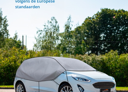 CarPassion Autohoes - Half Cover - Beschermhoes - Waterdicht &amp; Vorstbestendig - Maat M/L - Grijs - 295 x 75 cm