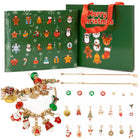 Springos® Adventskalender met Sieraden – 24 Vakjes met 22 Kerstbedeltjes en 2 Armbanden – DIY Sieradenset