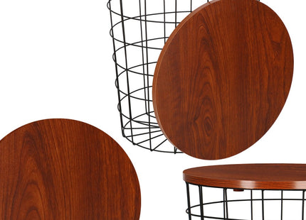 Salontafel | Salontafel Rond | Bijzettafel | 1 Stuk | 45 cm | Zwart/Donker Hout