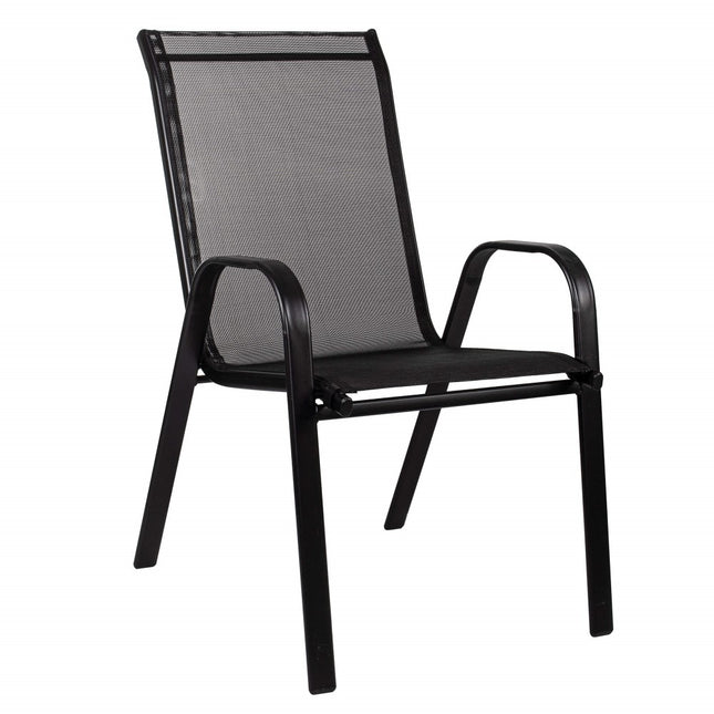 Tuinstoel | Tuinstoelen | Tuinstoel Buiten | Staal & Textileen | 130 kg | Zwart