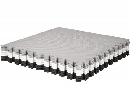 Speelmat | Speelmat Foam | Puzzelmat | 9 Puzzelstukken | 179 x 179 cm | Zwart/Grijs/Wit