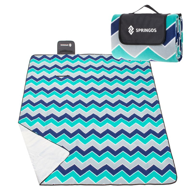 Picknickkleed | Picknickdeken | Buitenkleed | Picknick | 220 x 180 cm | Blauw/Mint/Grijs/Wit