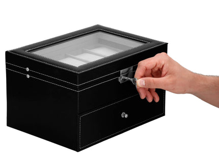 Horlogedoos - Horlogebox - Horlogeopberger - Zwart -  20 Horloges - 28 x 20 x 16,5 cm