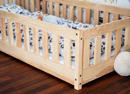 Kinderbed - Bed - Valbeveiliging - Lattenbodem - Hout - Lichtbruin - 200 x 80cm