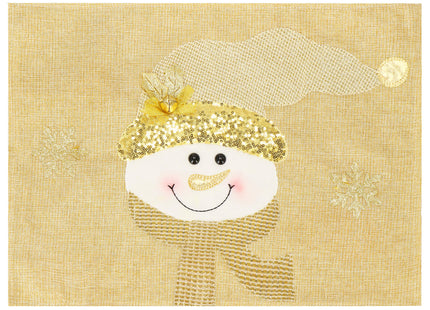 Placemat voor Kerst - Sneeuwpop - Goud - 48 x 38 cm