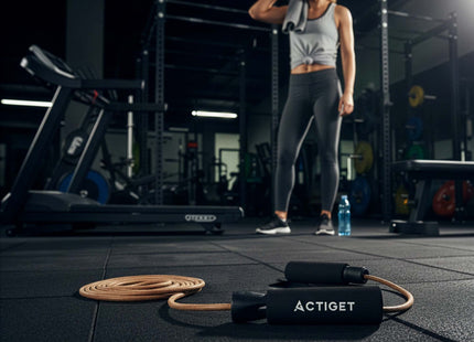 Actiget®  Springtouw | Sport Springtouw | Fitness Springtouw | Verstelbaar | Leer | Bruin | 297 Cm