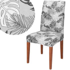 Stoelhoes - Voor Eetkamerstoelen - Met Stretch - Bladeren - Grijs