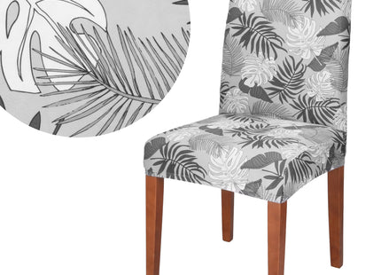 Stoelhoes - Voor Eetkamerstoelen - Met Stretch - Bladeren - Grijs