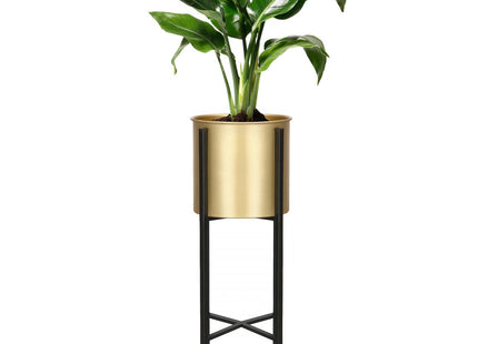 Staande Plantenbakken | Plantenbak | Bloempothouder | Set Van 2 | Metaal | Goud/Zwart