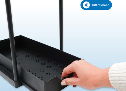 Gootsteen Organizer - Keukenkast Organizer - Inclusief Schuiflade en Haken - Zwart - 39,5 x 22 x 33,5 cm