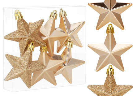 Kerstballen | Sterren | 6 Stuks | Rose Goud