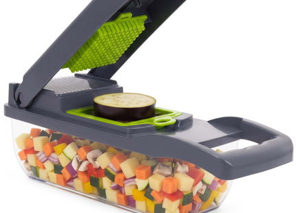 Groentesnijder 7-in-1 – Multifunctionele groenterasp – Met opvangbak en accessoires – Grafiet/Groen