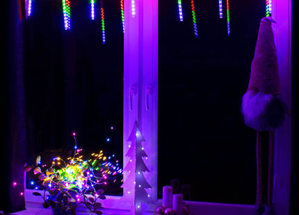 Ijspegelverlichting | Kerstboomverlichting | Met 144 LED Lampjes | 8 Stuks | Multicolor