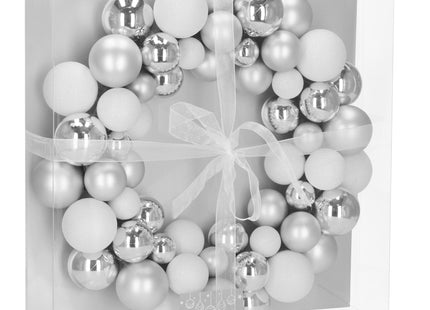 Kerstkrans | Kerst Decoratie | 34 cm | Zilver
