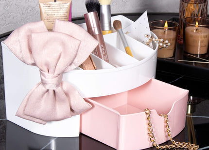 Make Up Organizer | Meerdere vakken | Lade Kast | Wit/Roze