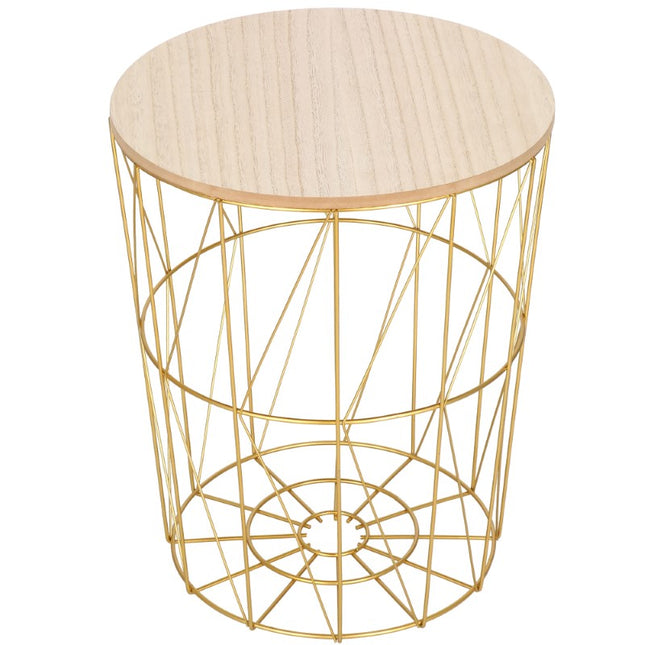 Salontafel | Salontafel Rond | Bijzettafel | 1 Stuk | 45 cm | Goud/Hout