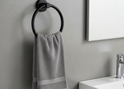 Handdoekring | Badkamerhanger | Handdoekrek | RVS | Ring | Mat | Zwart | 3 Kg