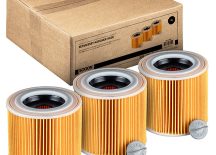 SQOON® Filterset geschikt voor Kärcher WD1, WD2, WD3 - Gelijk aan model: 6.414-552.0 / KFI 3310- 3 stuks