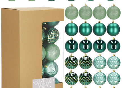 Kerstballen | 30 Stuks | 8 cm | Groen | Goud