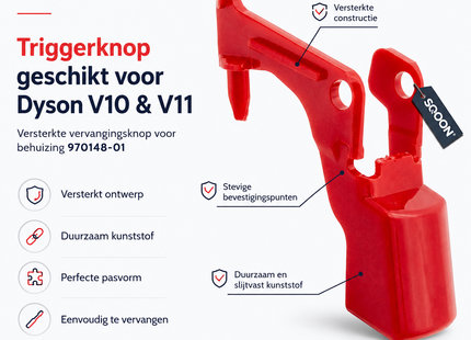 SQOON® - Dyson Trigger - Aan/uit knop - Rood