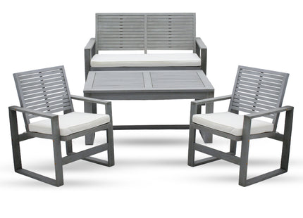 Tuinset - 4 Delig - Stoelen - Bank - Tafel - Bank - Grijs/Wit