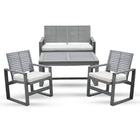 Tuinset - 4 Delig - Stoelen - Bank - Tafel - Bank - Grijs/Wit