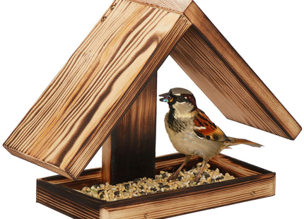 Vogelvoederhuisje - Vogelvoederplek - Vogelvoeding - Staand - Lichtbruin -  12,5 x 31 x 21,5 cm