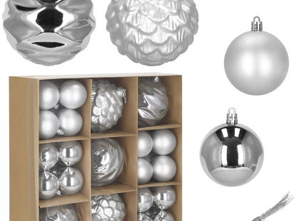 Kerstballen | 37 Stuks | 6/12 cm | Zilver