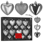 Kerstballen | 16 Stuks | 5/6/7 cm | Zilver | Hartjes