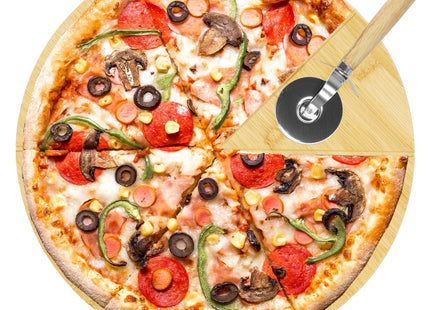 Pizzaplank | Pizzasteen | Pizzasnijder | 33 cm | Naturel