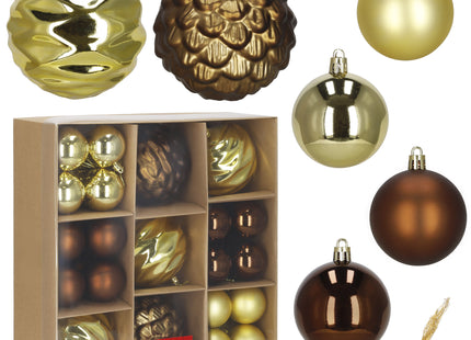 Kerstballen | 36 Stuks | 8 cm | Goudbruin