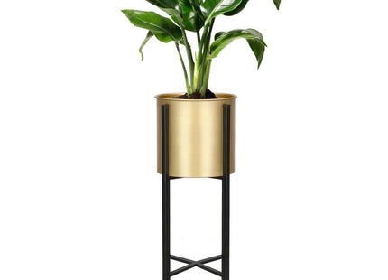 Staande Plantenbakken | Plantenbak | Bloempothouder | Set Van 3 | Metaal | Zwart-Goud