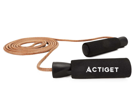 Actiget®  Springtouw | Sport Springtouw | Fitness Springtouw | Verstelbaar | Leer | Bruin | 297 Cm