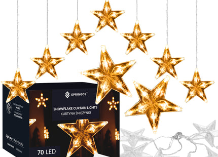 Lichtgordijn | IJspegel Verlichting | Inclusief USB En Afstandsbediening | 70 LED | Warm Wit | Sterren