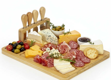 Serveerplank | 5 Delig | Snijplank | Bamboe | 35,5 x 28 cm