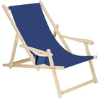 Ligbed | Strandstoel | Ligstoel | Verstelbaar | Armleuningen | Beukenhout | Handgemaakt | Marineblauw