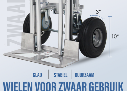 Steekwagen - 3 in 1 - Staal - 300 KG Draagvermogen - Transportwagen - Plateauwagen - TUV -  Steekkar - Trolley - Transport - Zilver