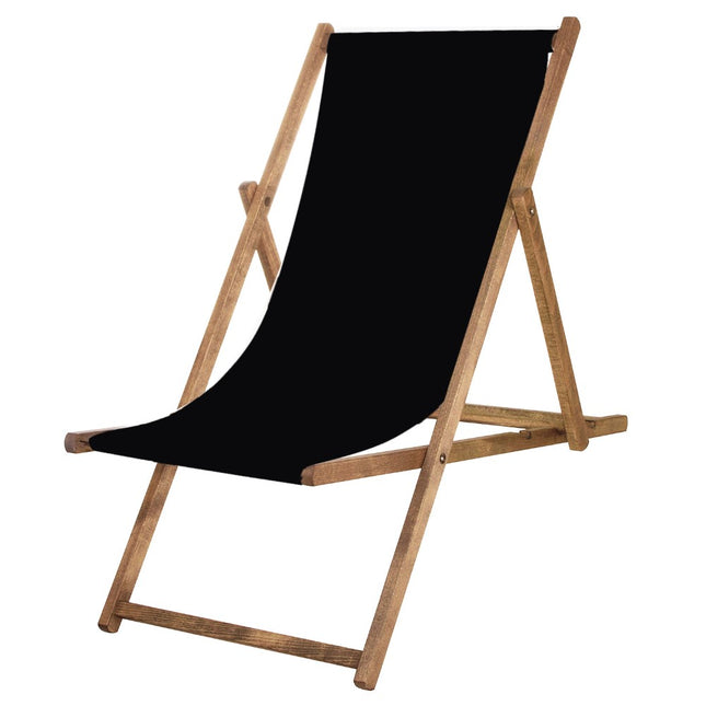 Houten Ligstoel | Strandstoel | Ligstoel | Verstelbaar | Beukenhout | Handgemaakt | Zwart